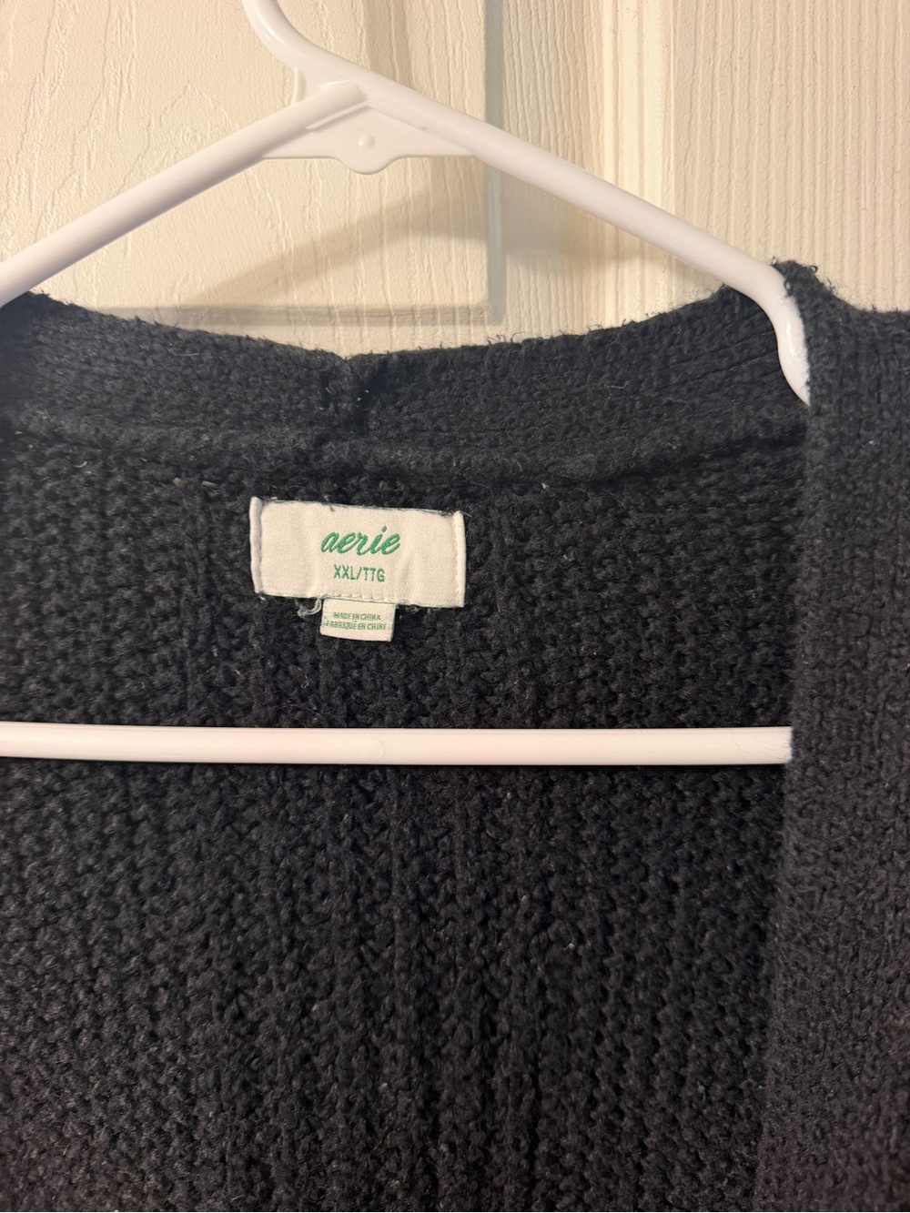 aerie Black Open-Front Knit Cardigan Sweater - Picture 2 of 3